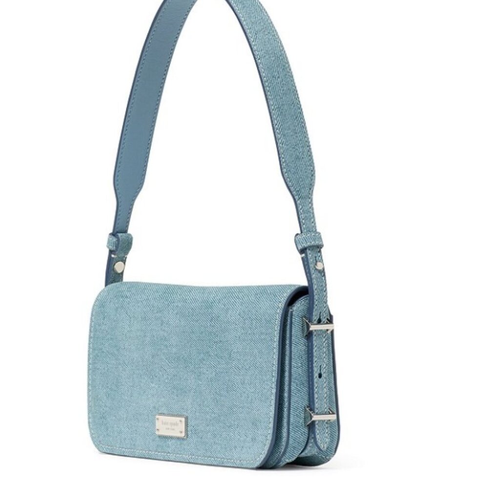 Kate Spade New York Liv Denim Suede Small East-West Shoulder Bag NWT - Picture 5 of 6